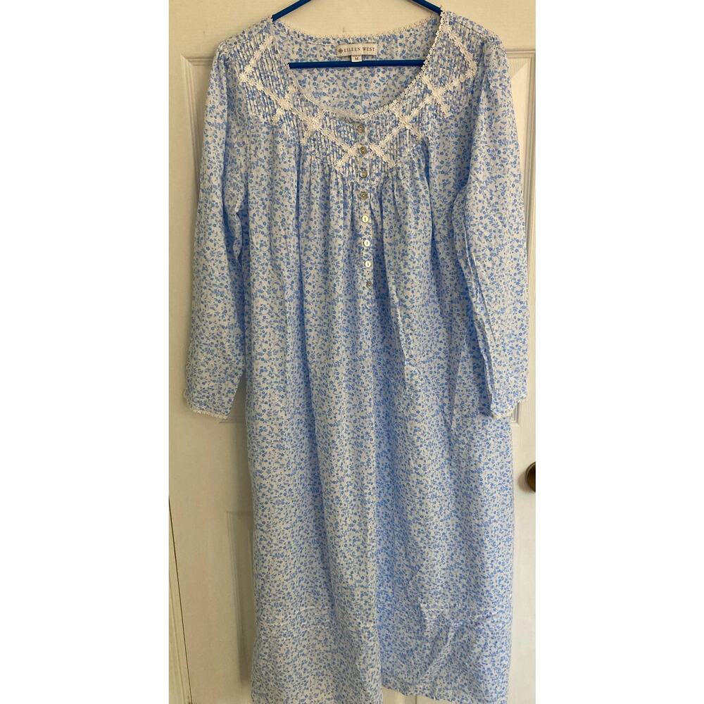 Eileen West - Floral w/Flower Lace Granny Core/Cottage Core/Luxury Nightgown-M - Picture 2 of 11